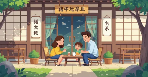 Gia đình đa văn hóa với trẻ nhỏ trong căn hộ Nhật Bản hiện đại, trẻ đang chơi trên thảm cách âm