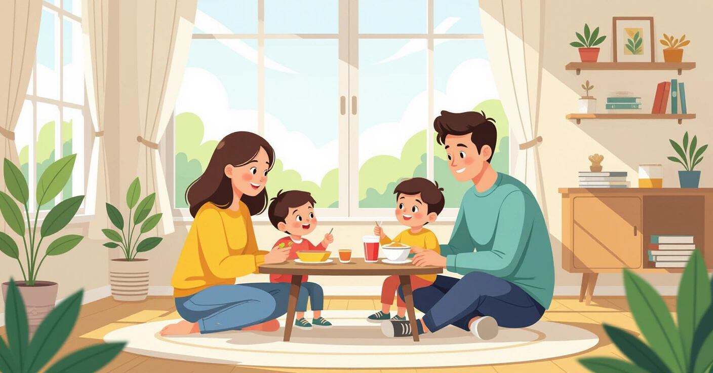 Mẹ Việt đang chuẩn bị bữa ăn dặm cho bé trong căn bếp hiện đại tại Nhật Bản