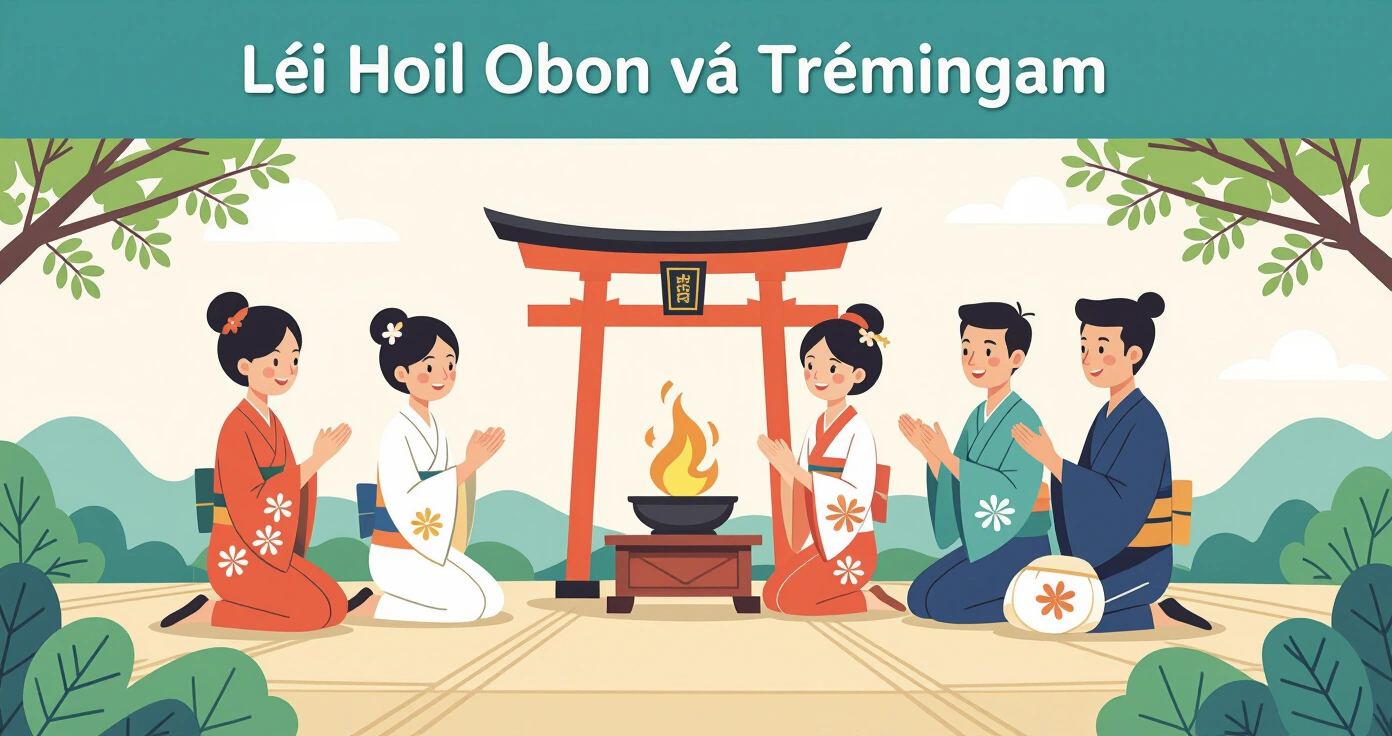 Gia đình nước ngoài mặc yukata tham gia thả đèn lồng Toro Nagashi trên sông vào buổi tối trong lễ hội Obon
