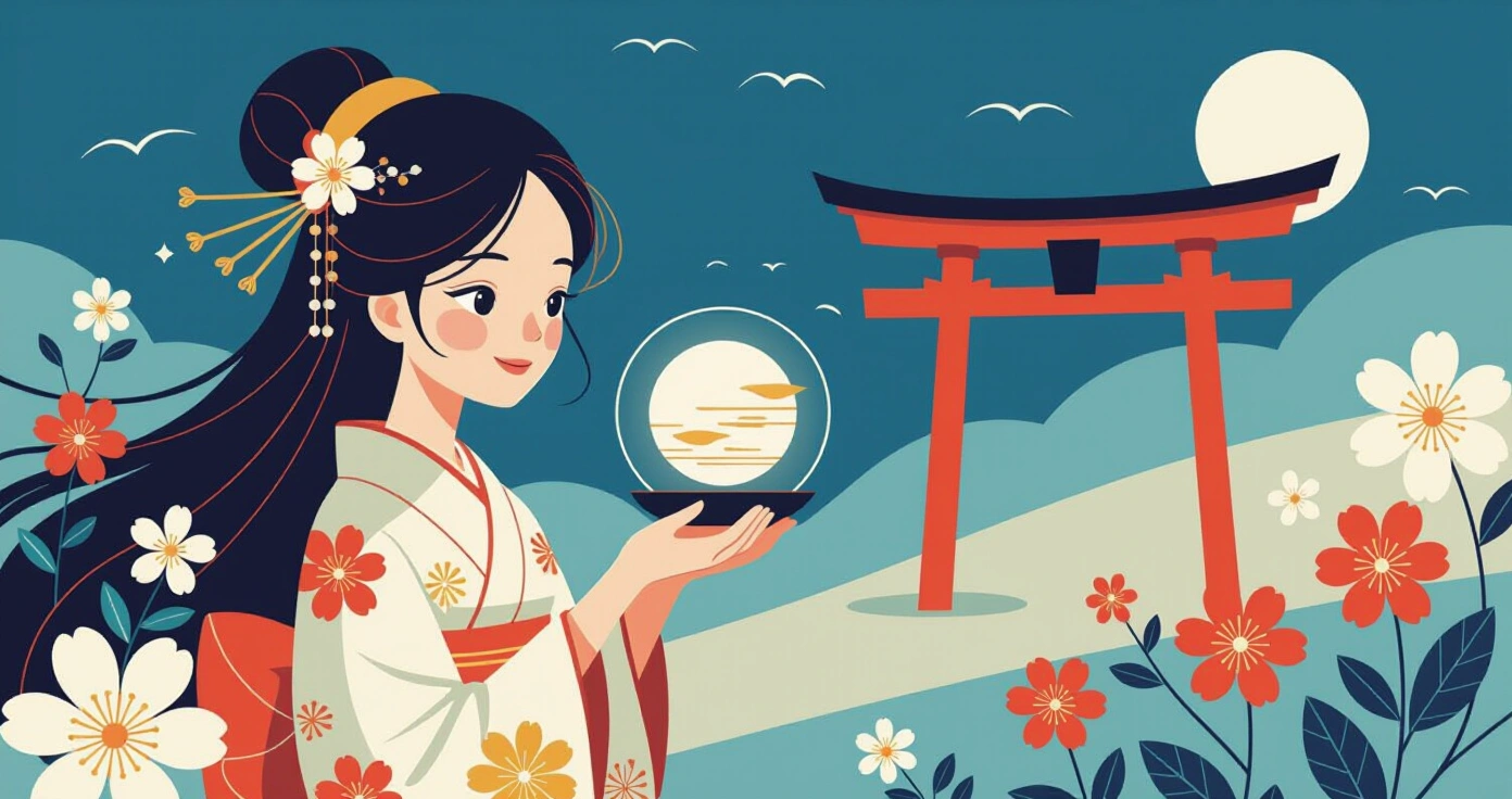 Trẻ em Nhật Bản cùng cha mẹ làm ngựa linh thiêng từ dưa leo và cà tím trước bàn thờ trong nhà