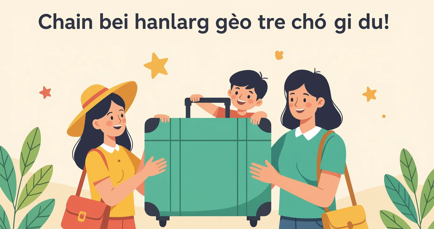 Minh họa cách cuộn quần áo và sắp xếp vali gọn gàng cho gia đình có trẻ nhỏ sử dụng túi đựng phân loại