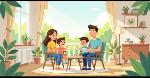 Minh họa chuyên gia vật lý trị liệu đang hỗ trợ bé tập vận động trong phòng khám sáng sủ tại Nhật Bản