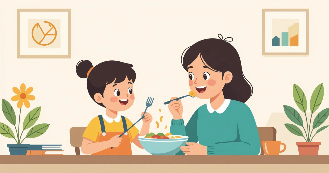 Thực đơn đầy màu sắc với cơm nắm hình gấu, rau củ và trái cây cắt nhỏ trên đĩa sứ trắng