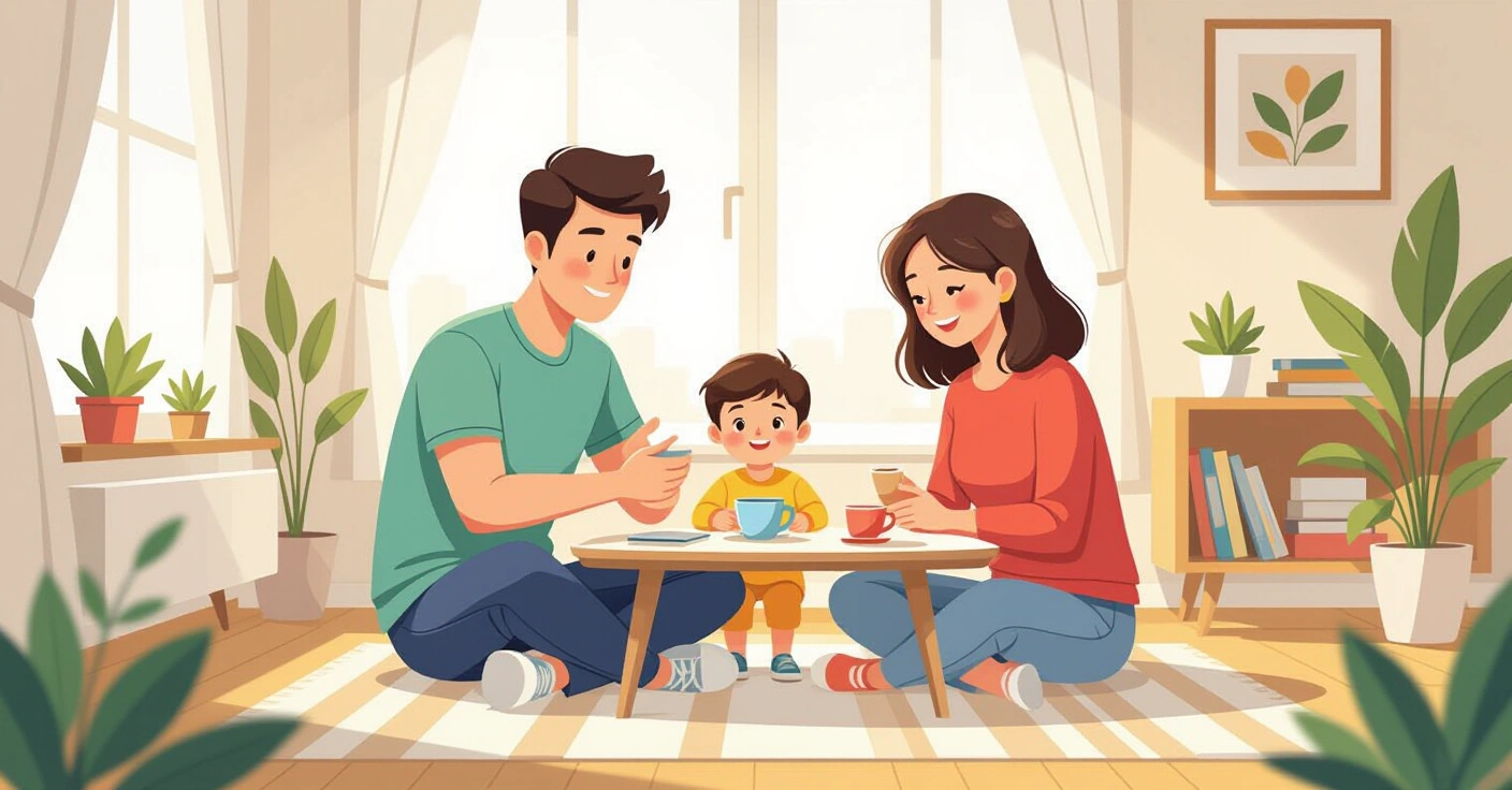 Cặp vợ chồng đa văn hóa đang lập kế hoạch chuẩn bị mang thai trong căn hộ hiện đại tại Nhật Bản
