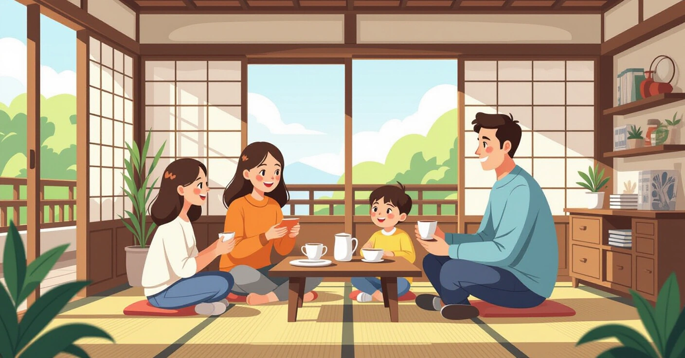 Ngườ phụ nữ mang thai nghỉ ngơi tại nhà trong căn hộ Nhật Bản hiện đại