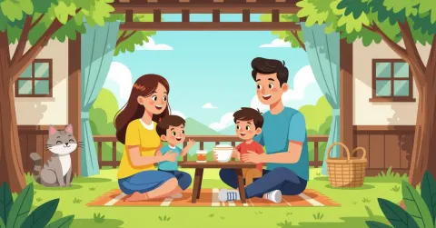 Minh họa bà mẹ mang thai đi khám tại bệnh viện Nhật Bản, phong cách flat vector hiện đại