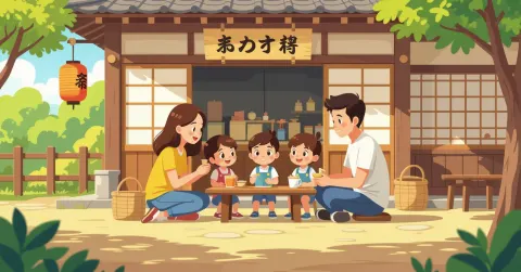 Phụ huynh nước ngoài chuẩn bị đồ dùng yochien cho trẻ trong phòng khách kiểu Nhật
