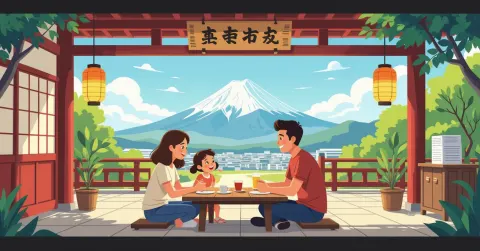 Phụ huynh người nước ngoài cùng con nhỏ làm thủ tục tại quầy xuất nhập cảnh sân bay Nhật Bản