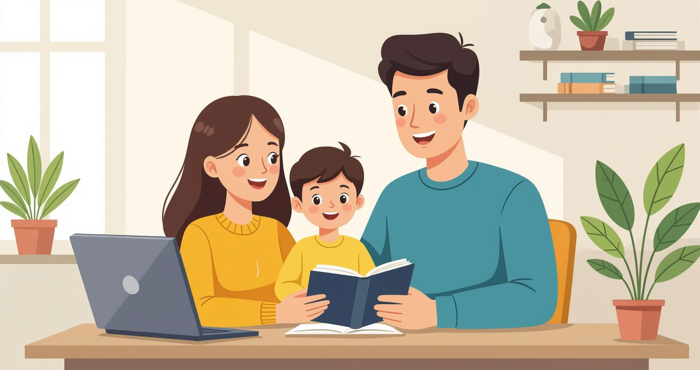 Người phụ huynh đang tham gia cuộc họp video từ nhà trong khi trẻ nhỏ ngồi chơi gần đó