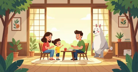 Ngườì mẹ nước ngoài ôm con và gọi điện thoại tìm kiếm sự giúp đỡ trong căn hộ Nhật Bản sáng sủaa