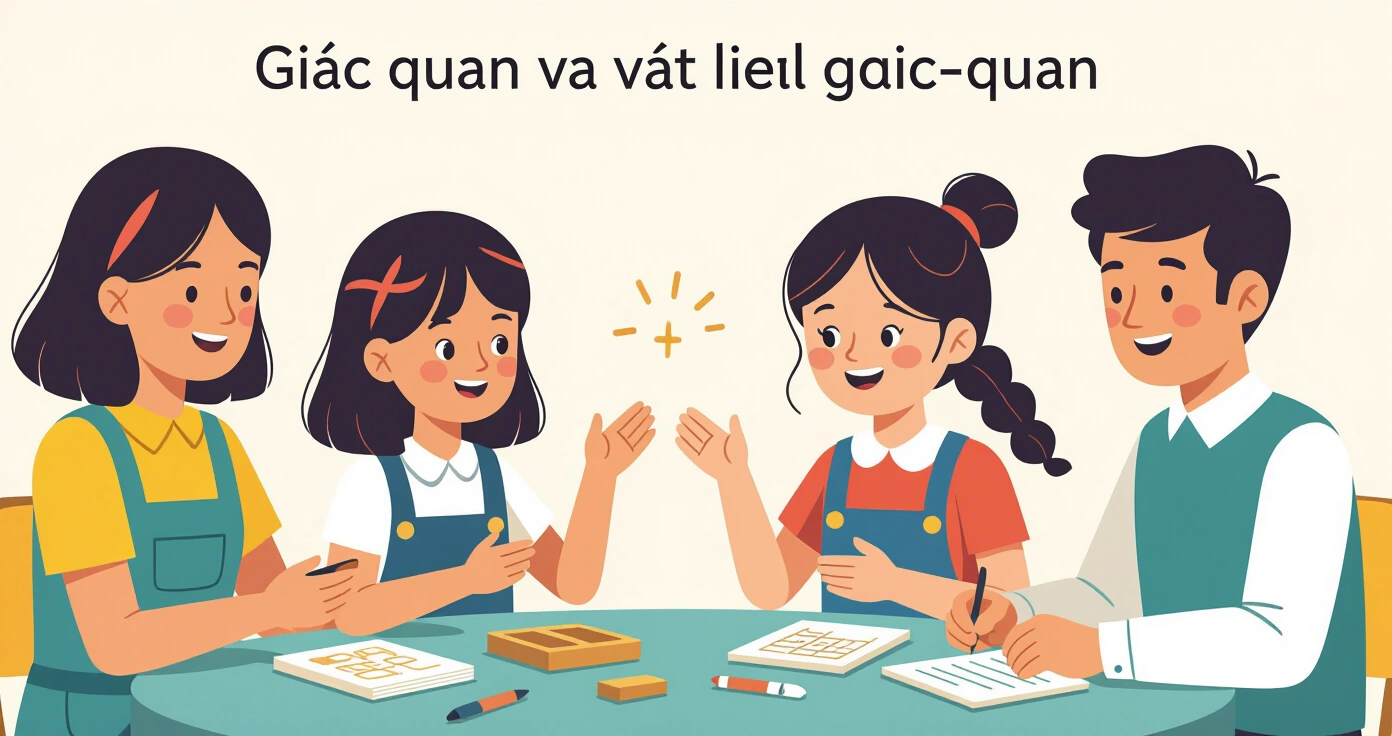 Các vật liệu tự làm Montessori đơn giản trên bàn gỗ sạch sẽ trong căn bếp Nhật
