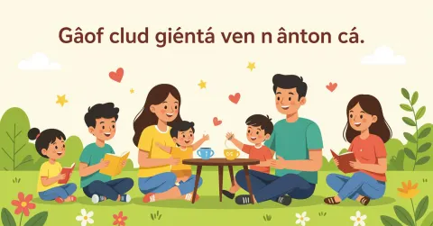Minh họa người mẹ đang đọc sách về an toàn cơ thể cho con trong phòng khách Nhật Bản sáng sủả