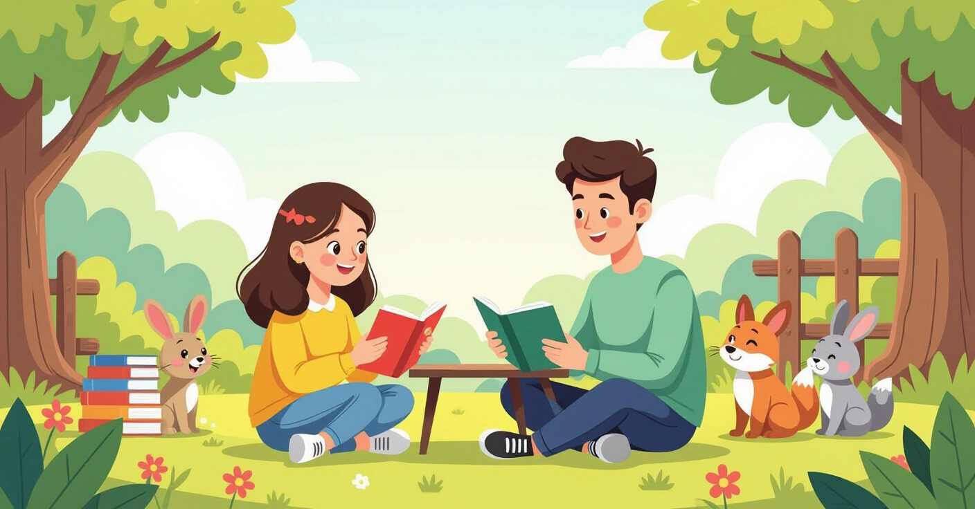 Phụ huynh và trẻ em đang đọc sách về giáo dục giới tính trong phòng khách Nhật Bản