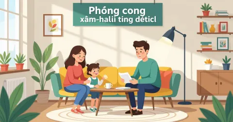 Cha mẹ ngồi trên tatami đọc sách cùng con trong không khí ấm áp