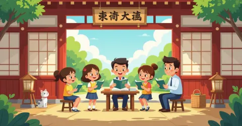 Minh họa đẹp mắt về một đứa trẻ đa văn hóa bước vào trường tiểu học Nhật Bản với hoa anh đào nở