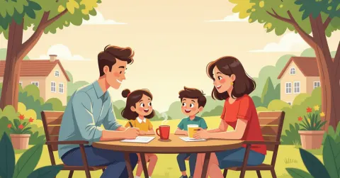 Minh họa mẹ đơn thân người Việt xem xét ngân sách gia đình trong căn hộ Nhật Bản hiện đại