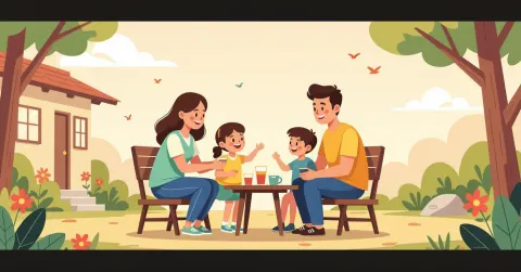 Minh họa cha mẹ đơn thân nhận được hỗ trợ từ cộng đồng tại Nhật Bản