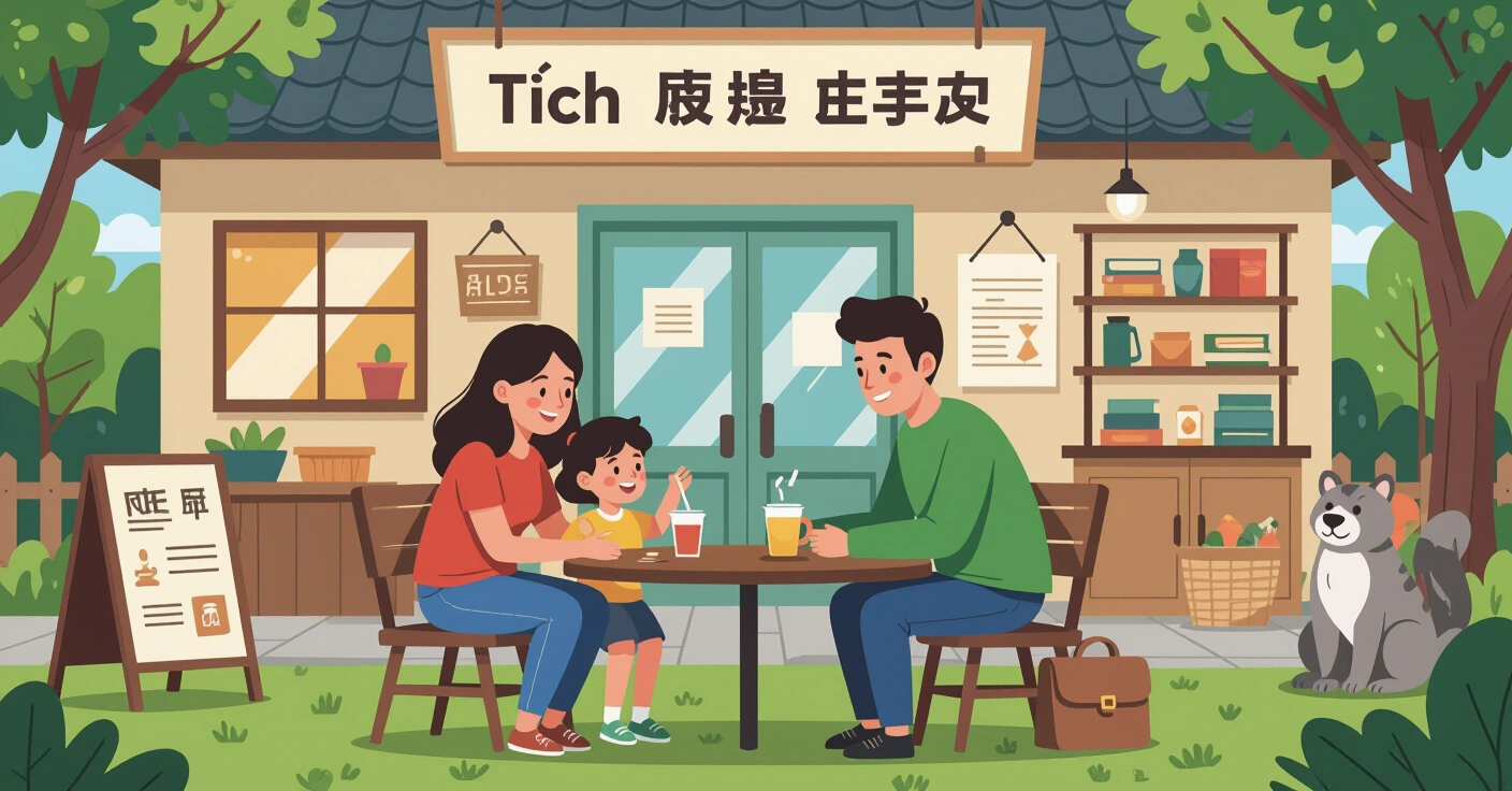 Minh họa trẻ em đa dạng năng lực chơi đùa cùng nhau trong sân trường Nhật Bản với hoa anh đào