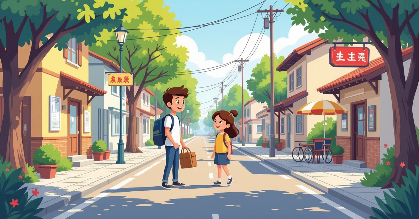 Cha mẹ hướng dẫn trẻ kỹ năng an toàn ngoài đường trên vỉa hè Nhật Bản