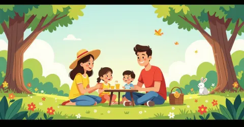 Cha mẹ kiểm tra sức khỏe trẻ trong căn hộ Nhật Bản mùa hè với quạt điện và nhiệt kế