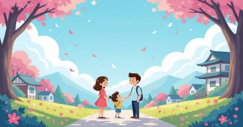 Gia đình nước ngoài cùng trẻ em viết thẻ ước nguyện tanzaku dưới cành tre trang trí trong lễ hội Tanabata