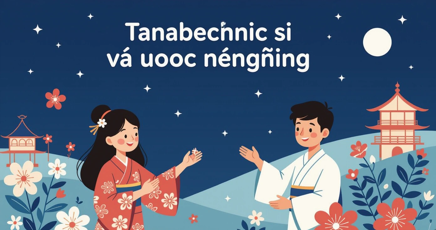 Cận cảnh trẻ em Nhật Bản trong lớp học mẫu giáo đang treo thẻ ước nguyện tanzaku nhiều màu lên cành tre cao