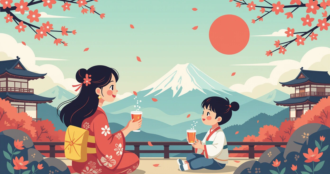 Minh họa cảnh Orihime và Hikoboshi dưới dạng hai ngôi sao sáng tách biệt bởi dải sáng Milky Way phù hợp cho trẻ em