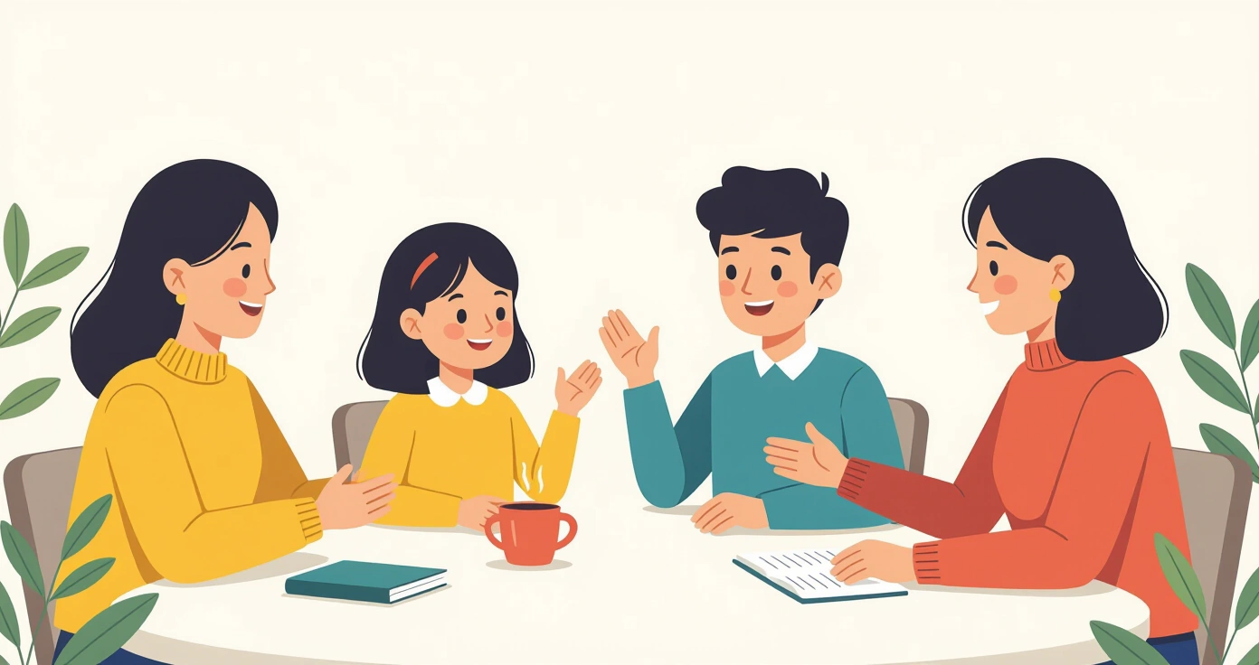 Cha mẹ đang ôm con vỗ về nhẹ nhàng sau khi trẻ chia sẻ về tình huống không thoải mái