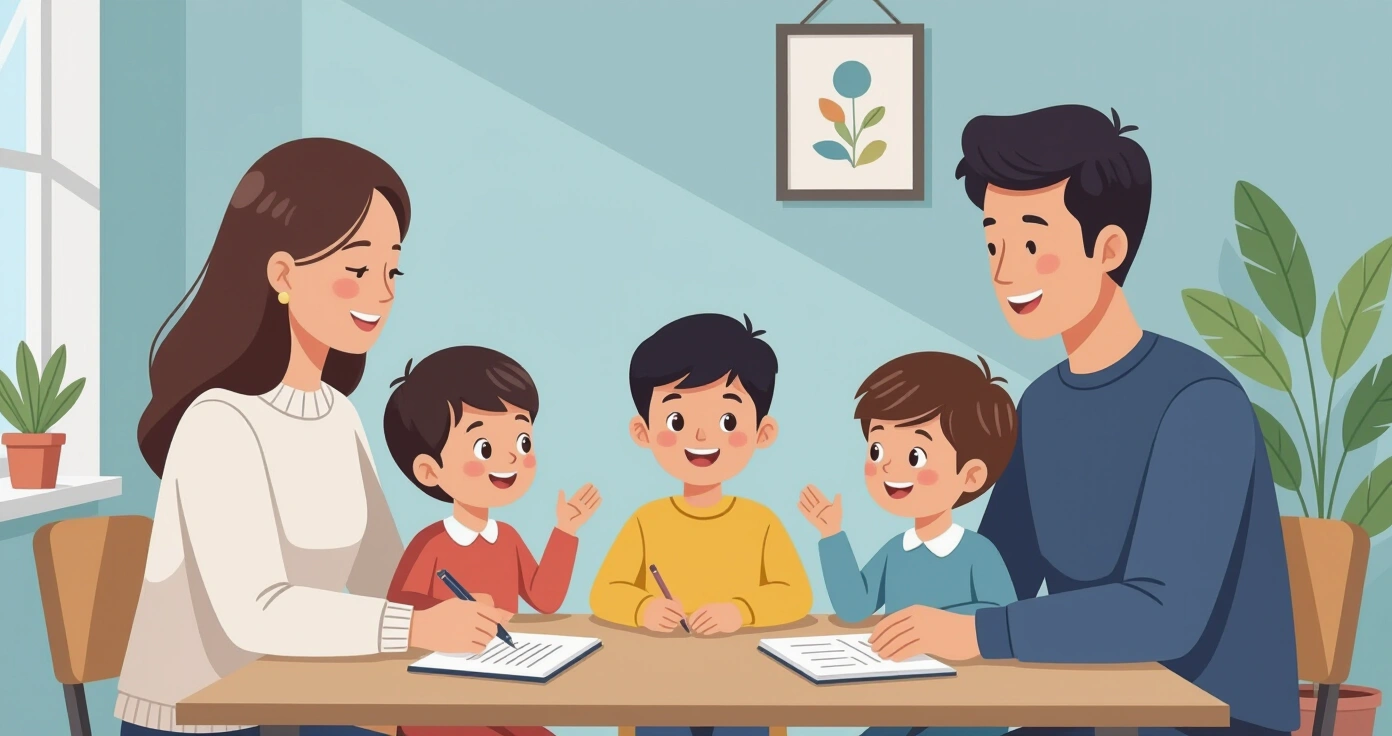 Gia đình đa văn hóa cùng con dùng bữa và nói itadakimasu trong căn hộ Nhật Bản