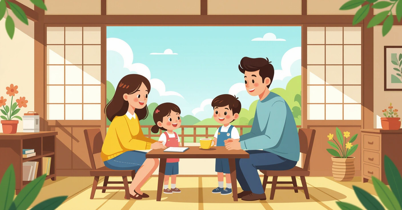 Gia đình nước ngoài đưa trẻ đến cổng nhà trẻ hoikuen tại Nhật Bản