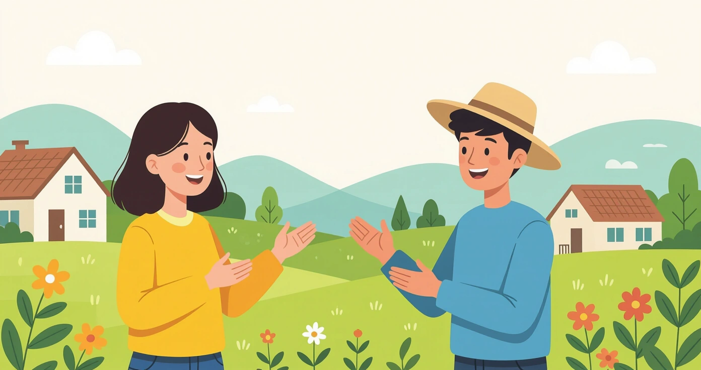 Minh họa gia đình đang chất đồ đạc lên xe tải chuyển nhà trước ngôi nhà truyền thống Nhật Bản ở vùng nông thôn
