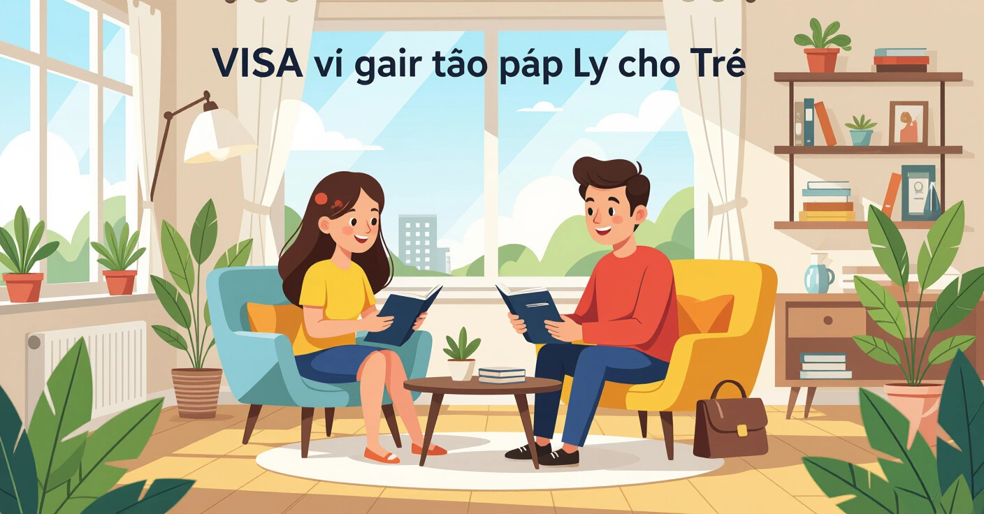Minh họa cha mẹ người nước ngoài làm thủ tục đăng ký tên cho trẻ tại tòa thị chính Nhật Bản