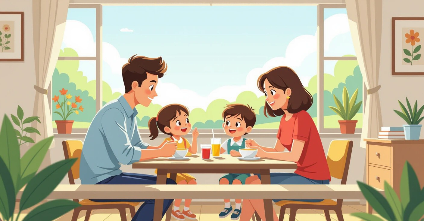 Trẻ em đang ăn trưa cùng nhau trong lớp học yochien Nhật Bản