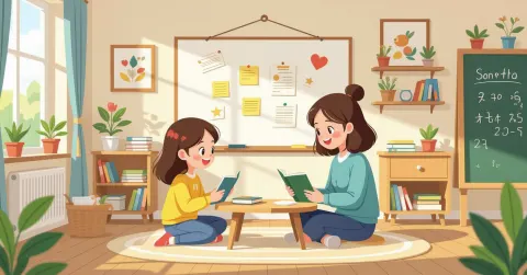 Giáo viên yochien đang hướng dẫn trẻ chơi ngoài trờ trong khuôn viên trường mẫu giáo Nhật Bản