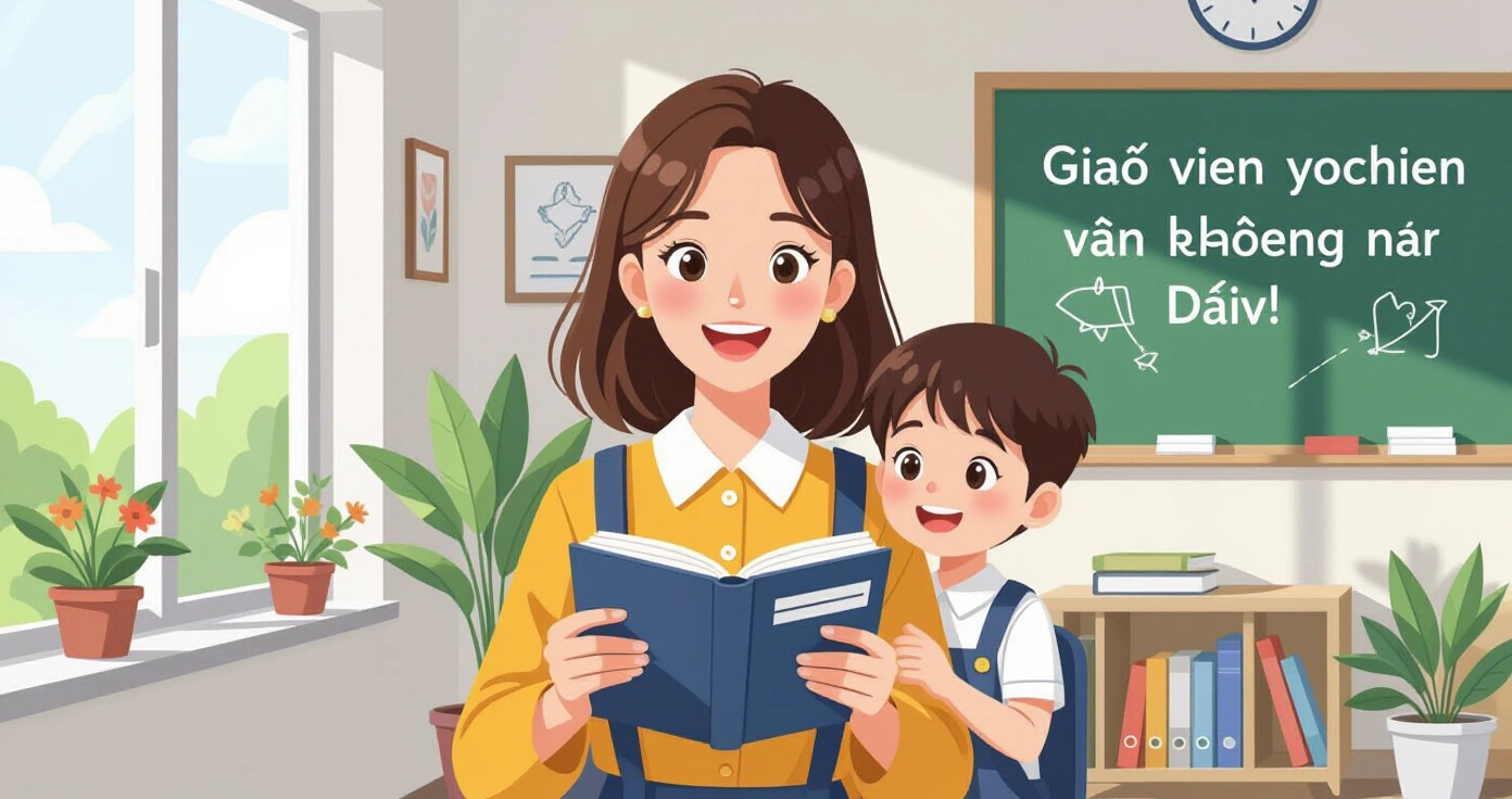 Trẻ em yochien tham gia hoạt động nhóm trong lớp học với giáo viên